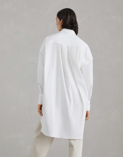 Brunello Cucinelli Stretch cotton poplin long shirt with shiny pocket detail outlook