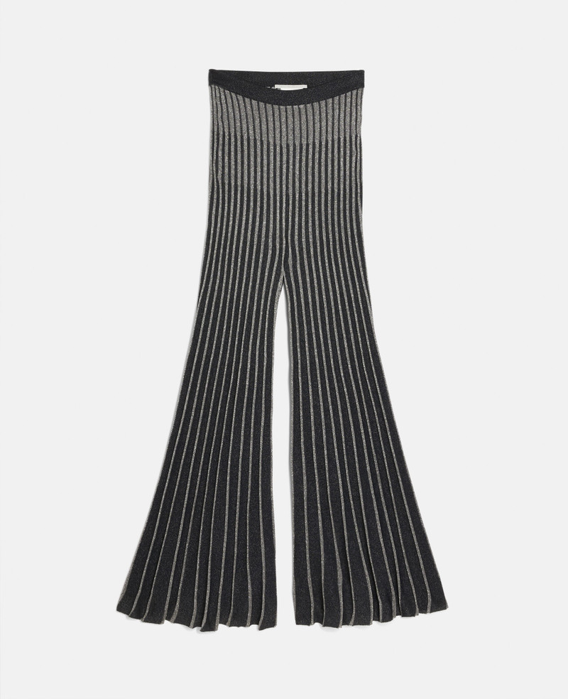 Pinstripes를 가진 Pleated 니트 바지 1