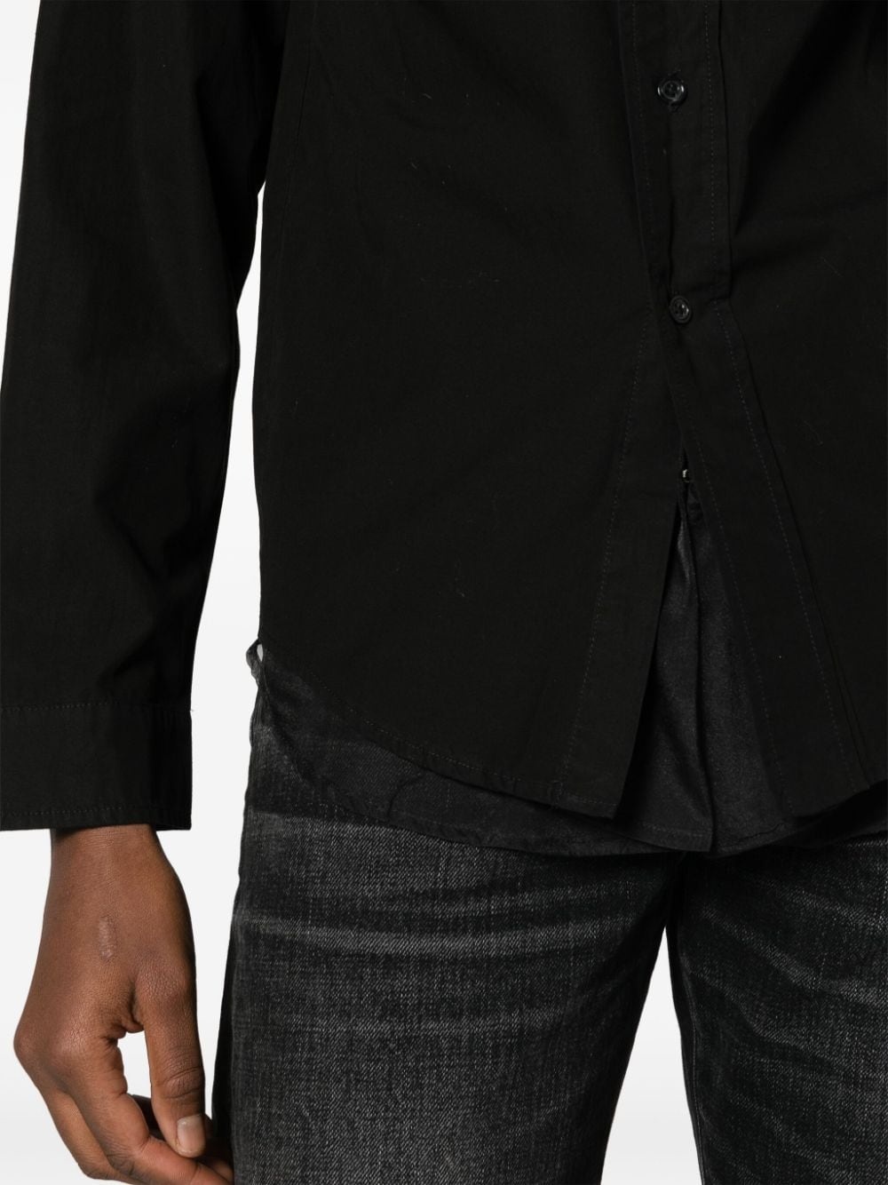 organza-panel cotton shirt - 5