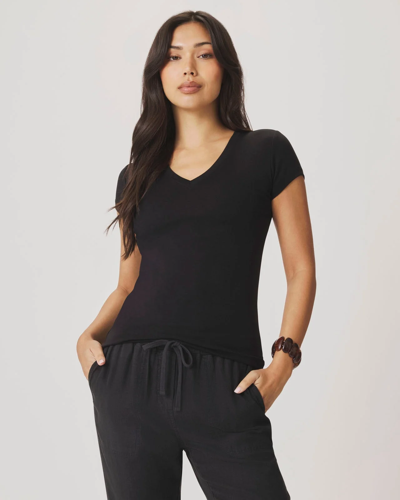 Josie Stretch V-Neck Tee - 1