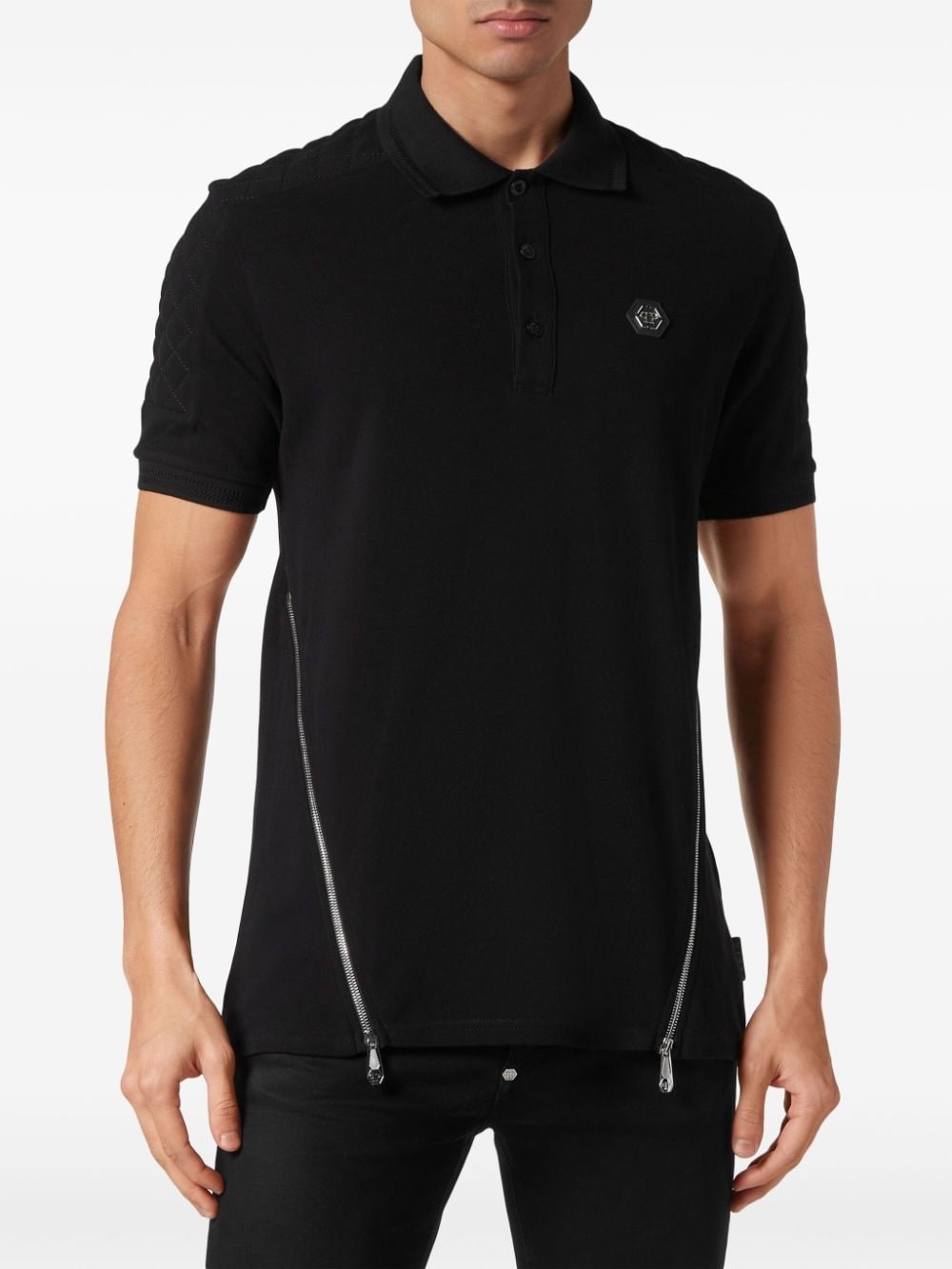 zip-detail cotton polo shirt - 2