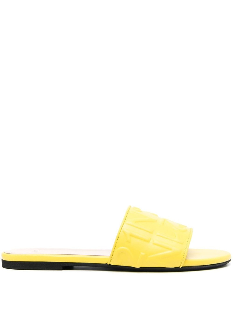logo-embossed leather slides 1