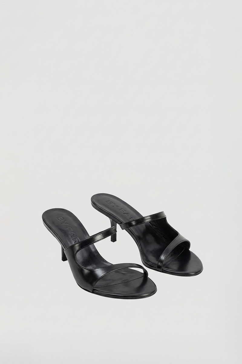 BY FAR Serena Black Semi Patent Leather Slip-On Mule outlook