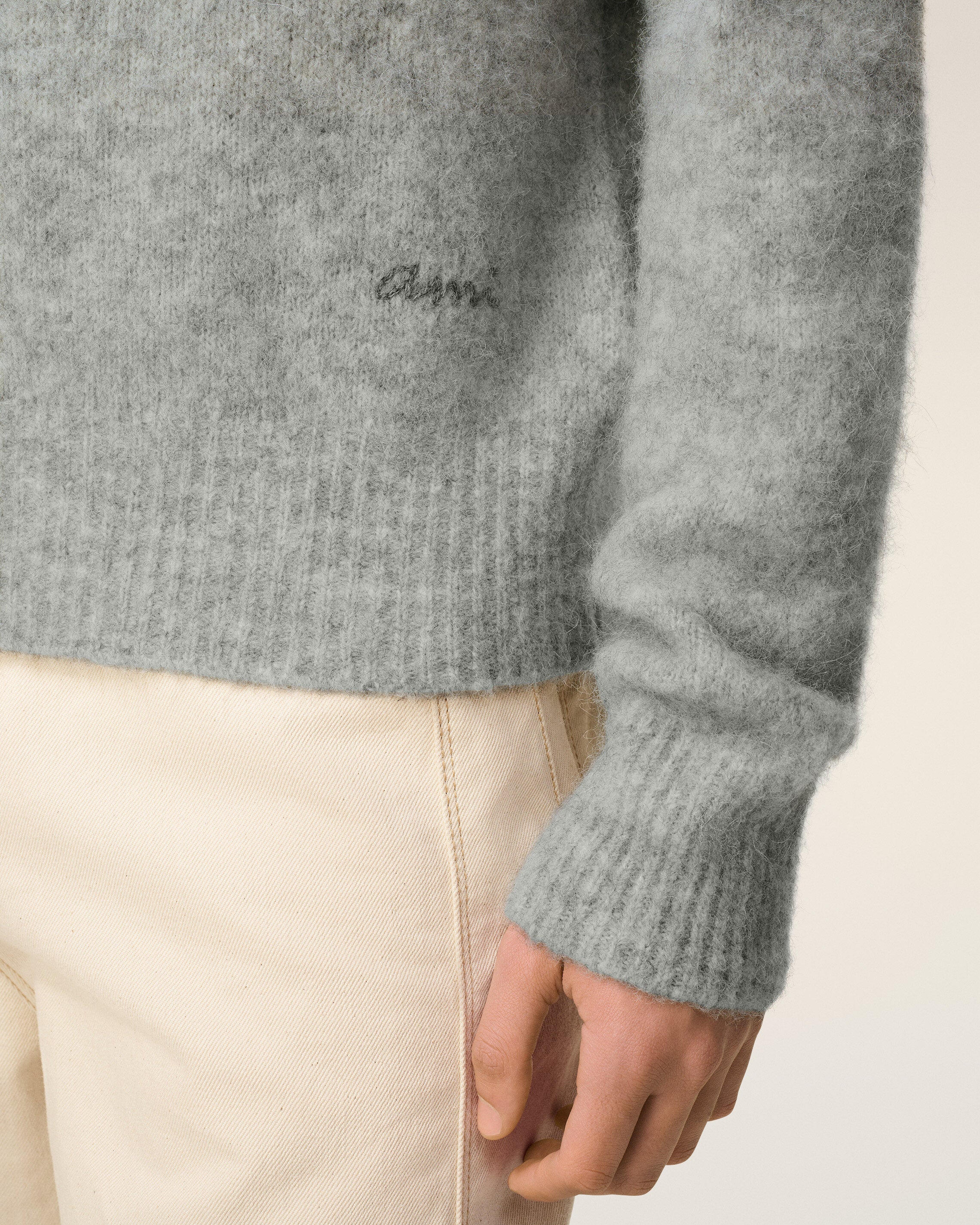 GREY ALPACA AMI LONG SLEEVES POLO - 4