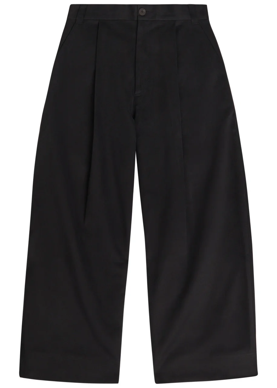 Studio Nicholson Peached Pleated Wide-leg Cotton-twill Trousers - 1