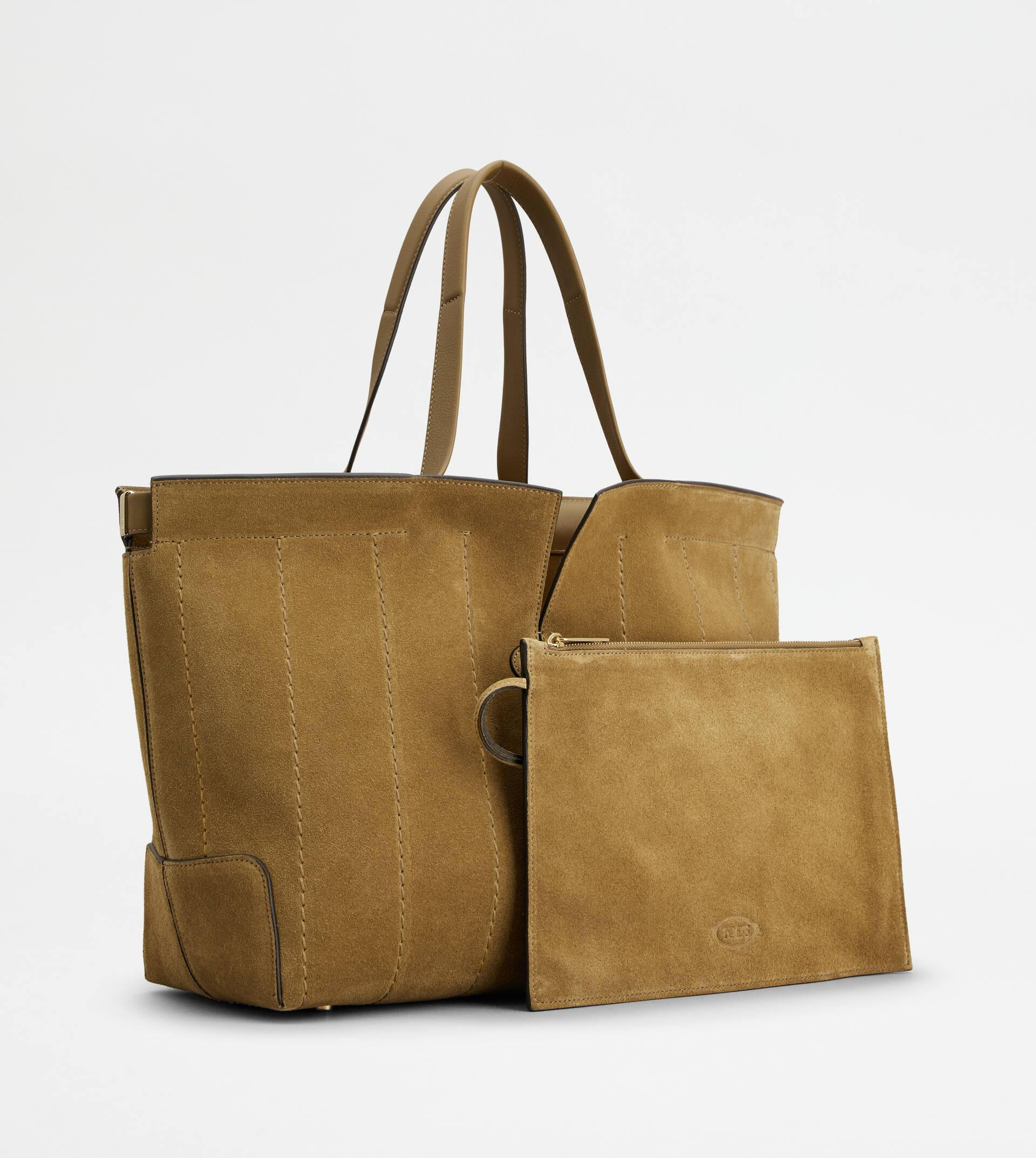 TOD'S DI BAG FOLIO IN SUEDE MEDIUM-SMALL - BROWN - 3