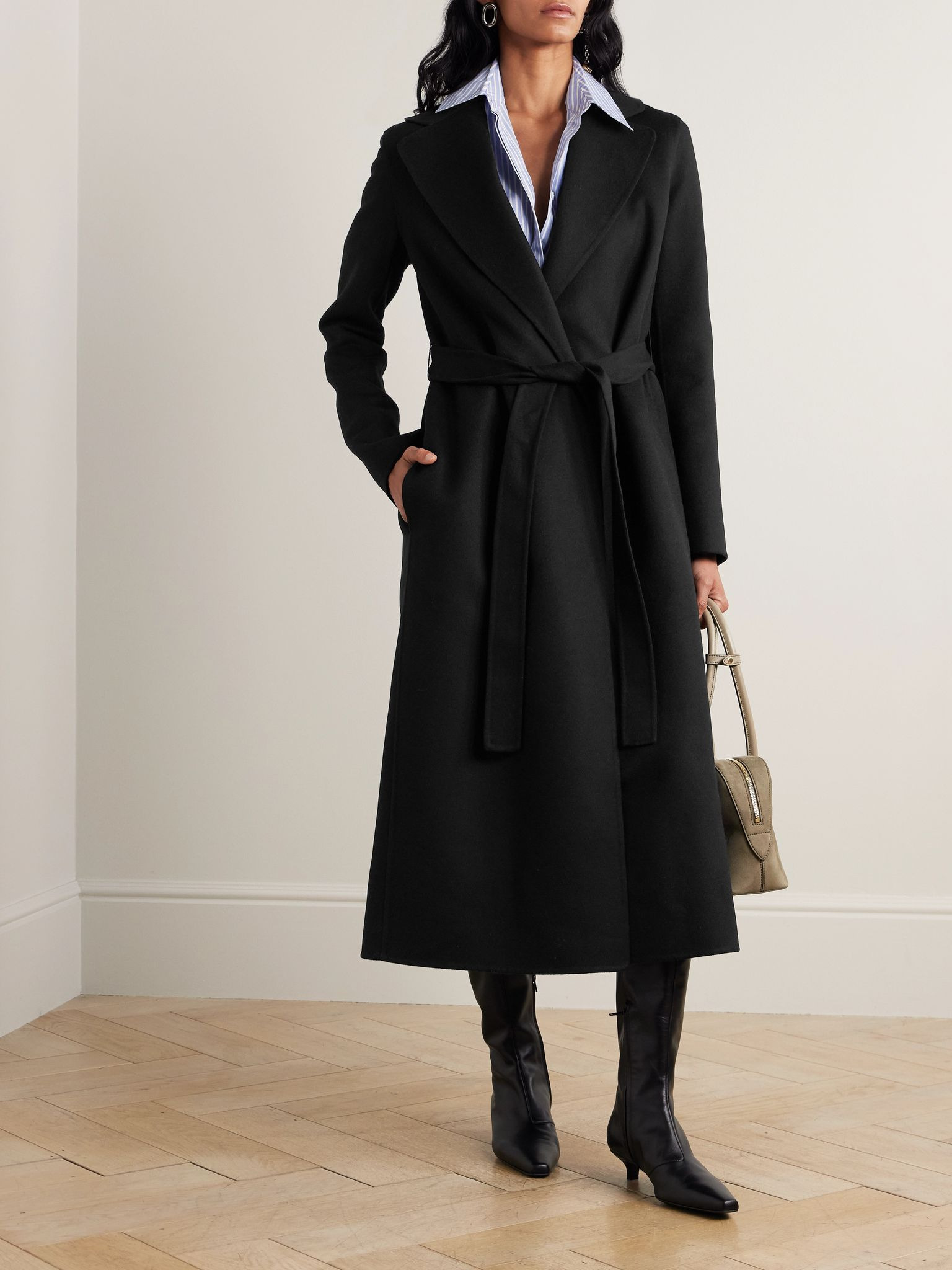 Belted wool coat Black - 2
