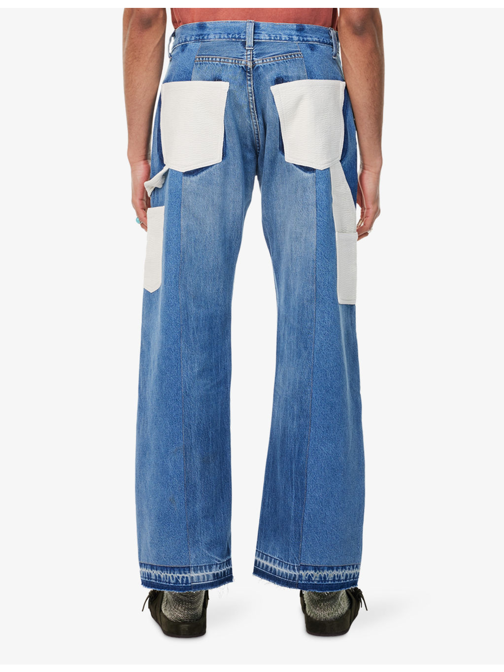 Double Knee Patch Straight-Leg Denim Jeans - 4
