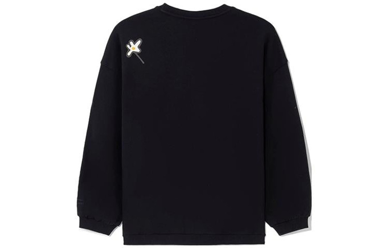 Li-Ning Li-Ning CF Sports Fashion Series Flowers Alphabet Printing Loose Fleece Lined Round Neck Pullover Ho outlook