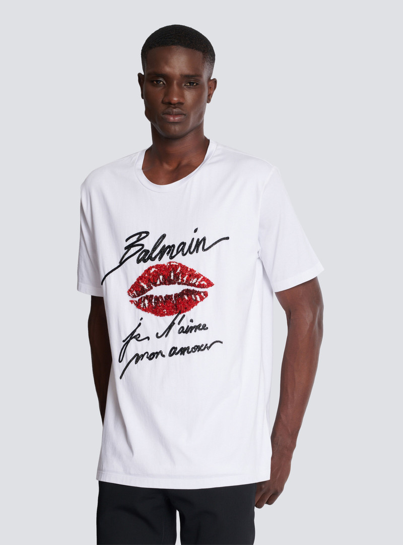 Balmain "Love Letter"와 입술을 가진 자수 티셔츠 6