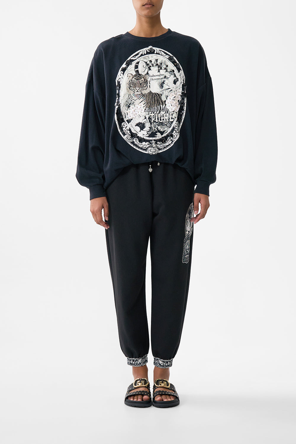 JERSEY TRACK PANT WITH SILK DETAILS - 2