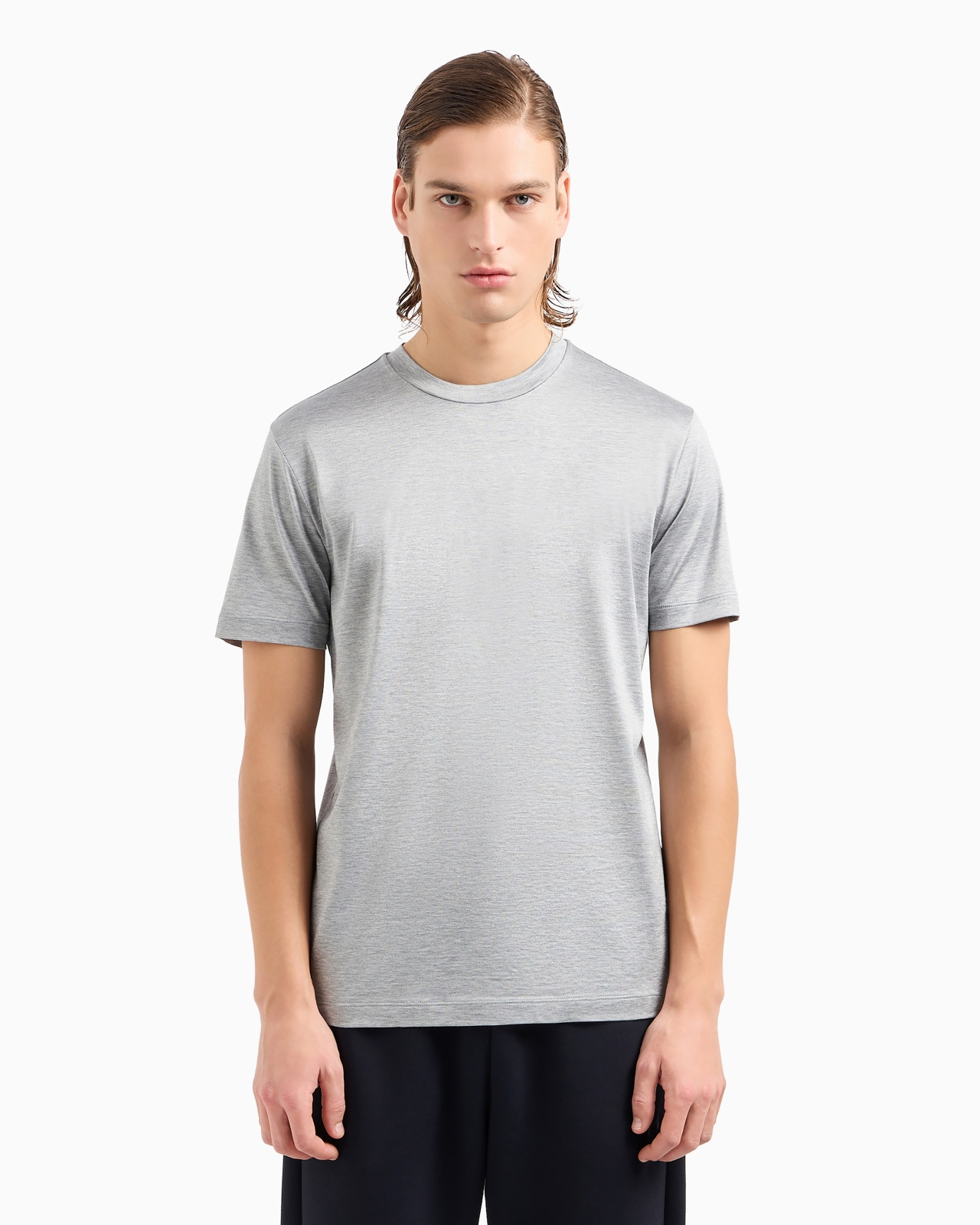 Plain-knit jersey T-shirt in a silk-and-cotton blend - 4