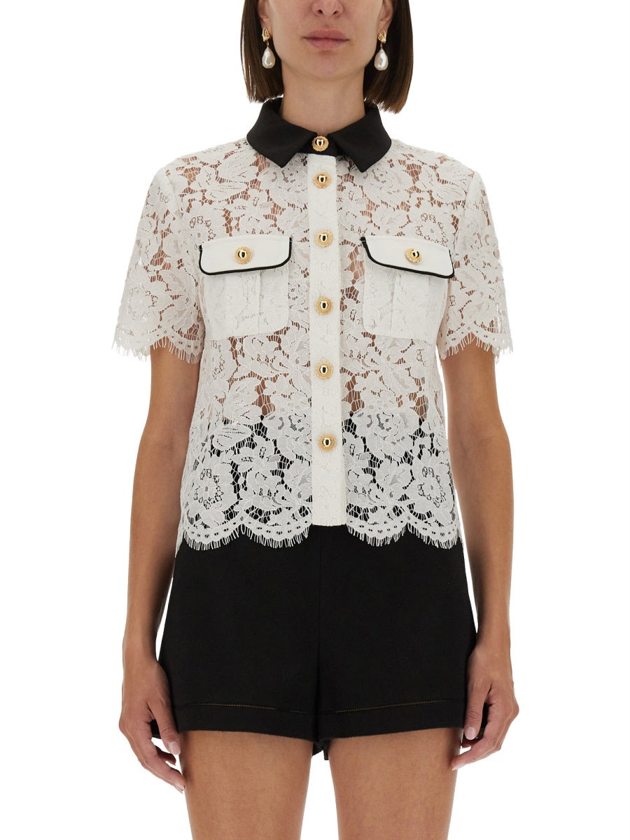 Lace Top With Collar - 1