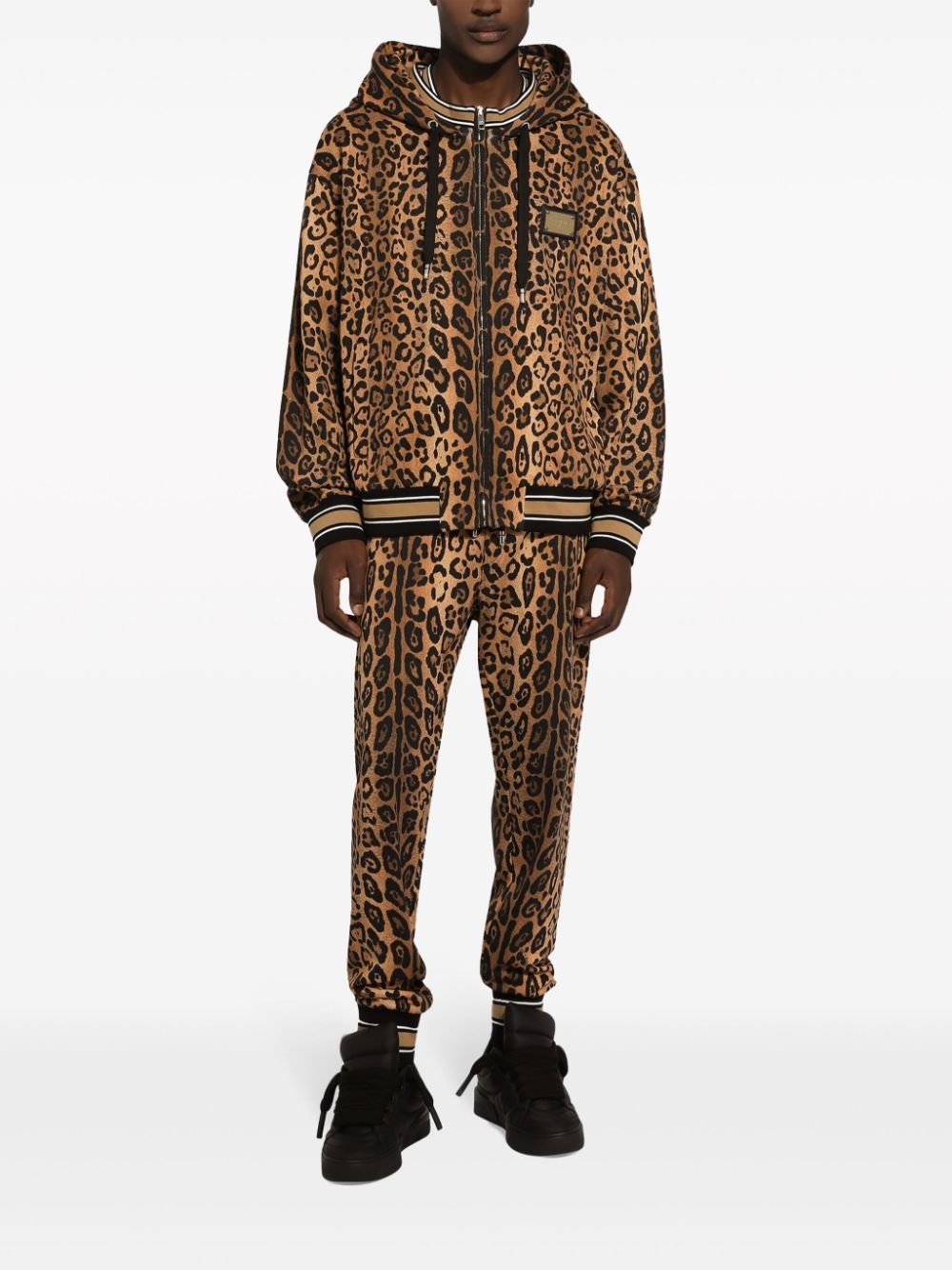 leopard-print cotton track pants - 3