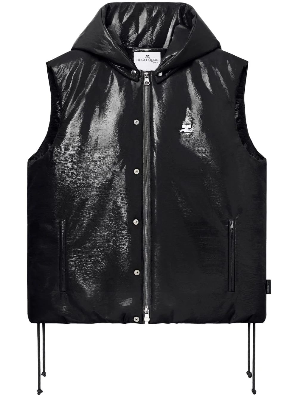 sleeveless vinyl puffer jacket - 1