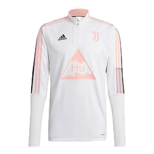 adidas x Crossover Juve Hu Tr Top Juventus Soccer/Football Half Zipper Stand Collar Sports White Bla - 1