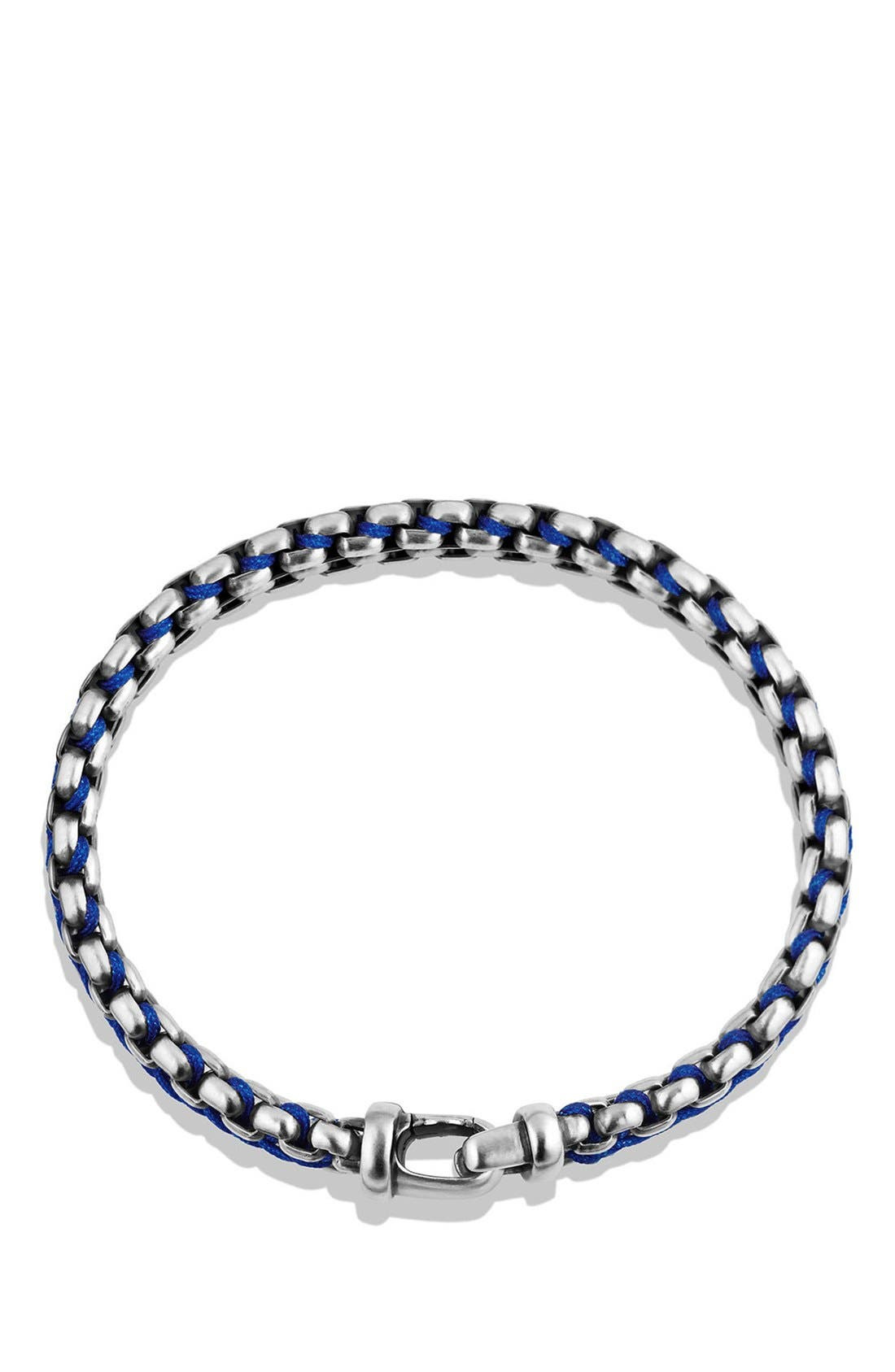 David Yurman Men's Woven Sterling Silver Box Chain Bracelet, 12mm in Silver/Blue at Nordstrom - 3