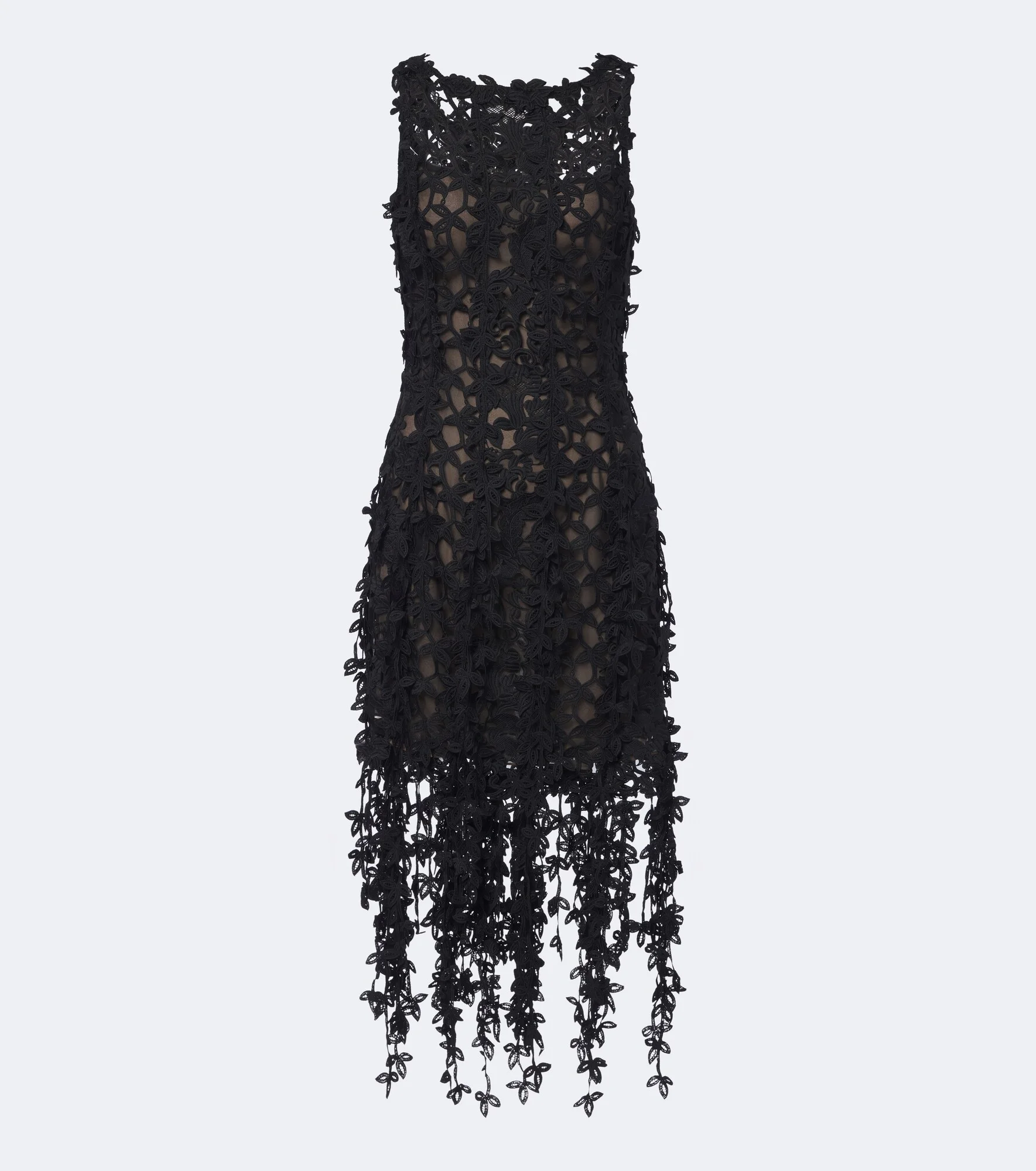 Semi-sheer guipure lace midi dress - 1