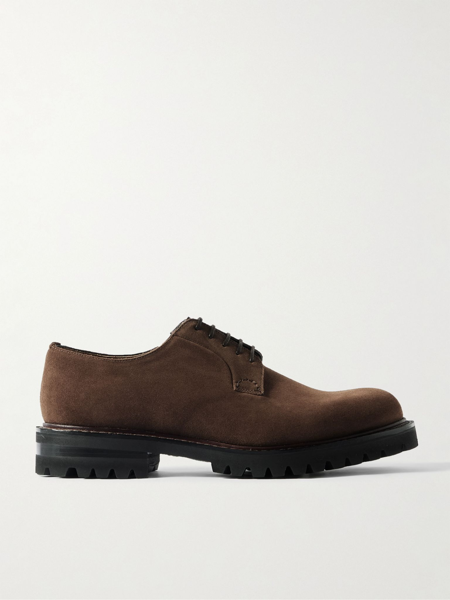 Shannon Leather-Trimmed Suede Derby Shoes Brown - 1
