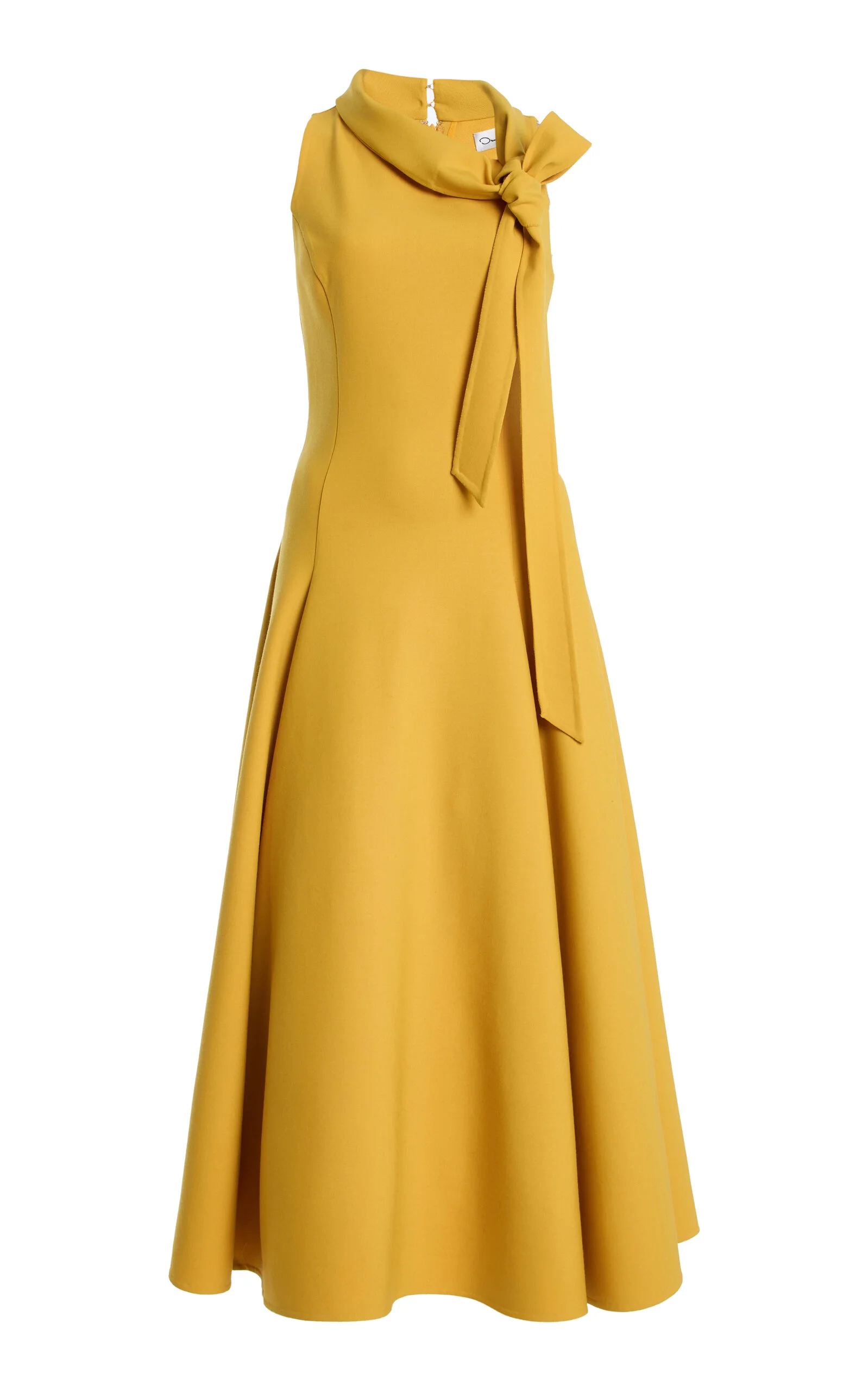 Bow-Detailed Stretch-Wool Midi Dress yellow - 1