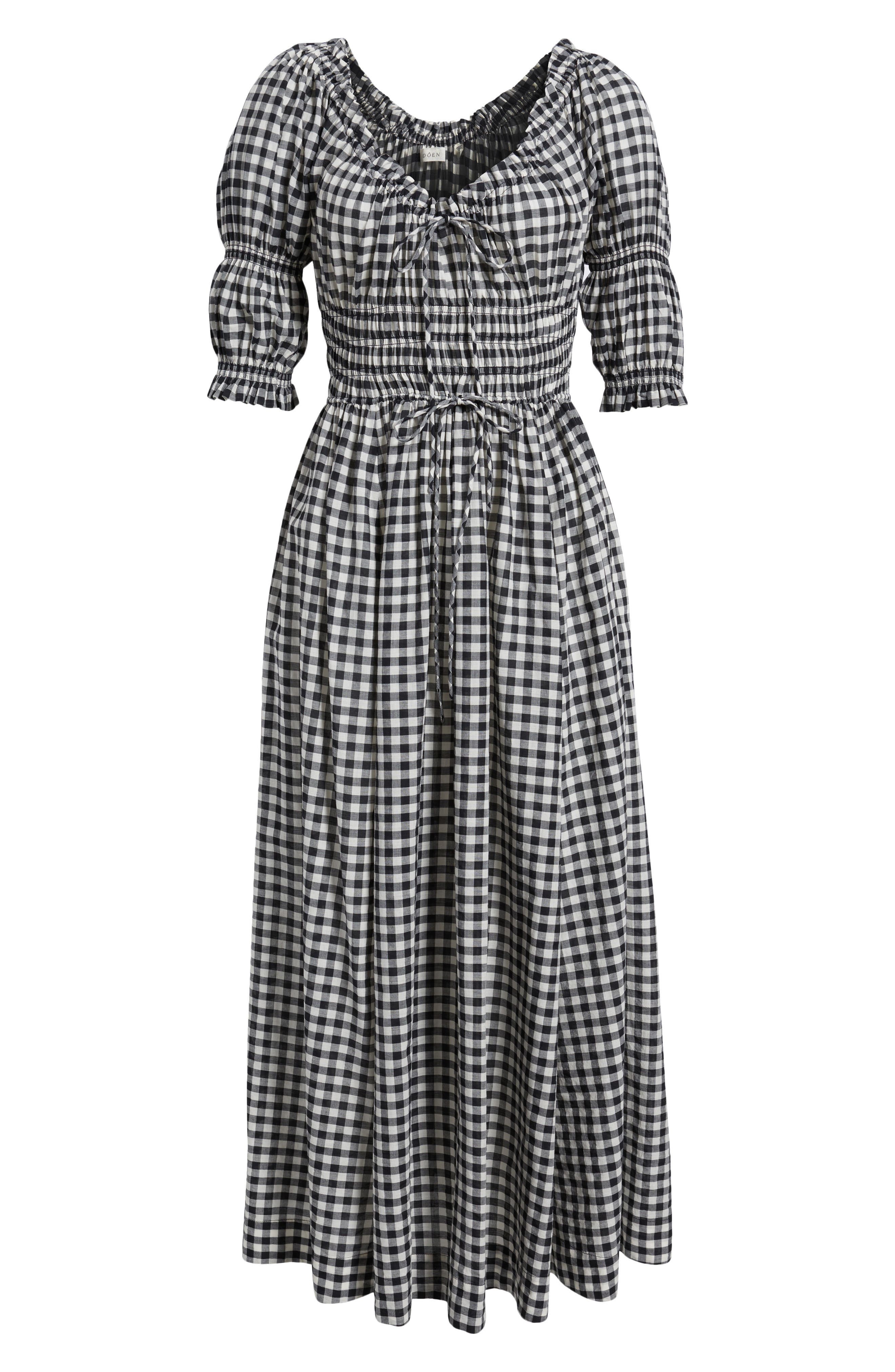 DÔEN Ischia Gingham Convertible Organic Cotton Maxi Dress in Noir Greta Gingham at Nordstrom - 5