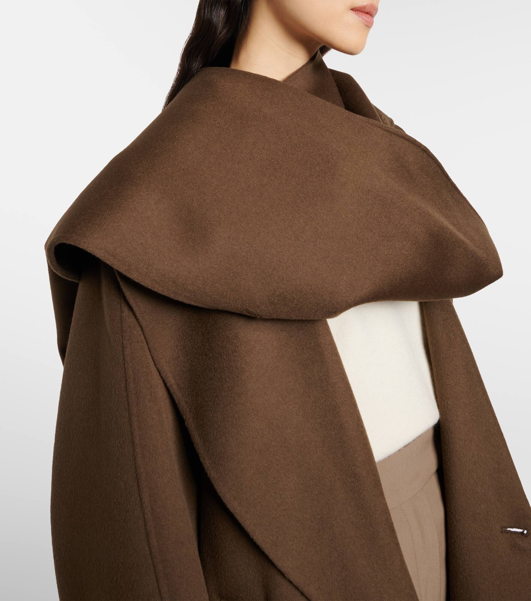 Scarf-detail wool coat - 4
