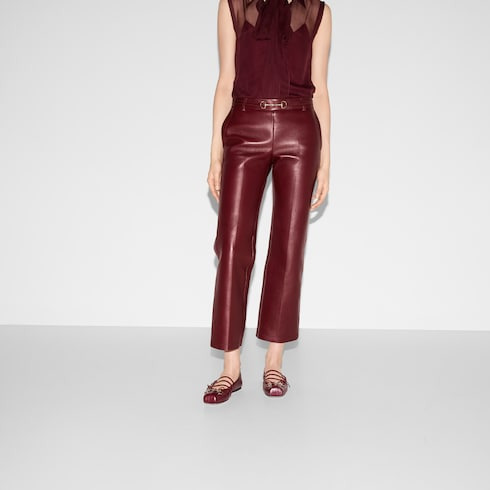 Leather pant with Horsebit detail - 3