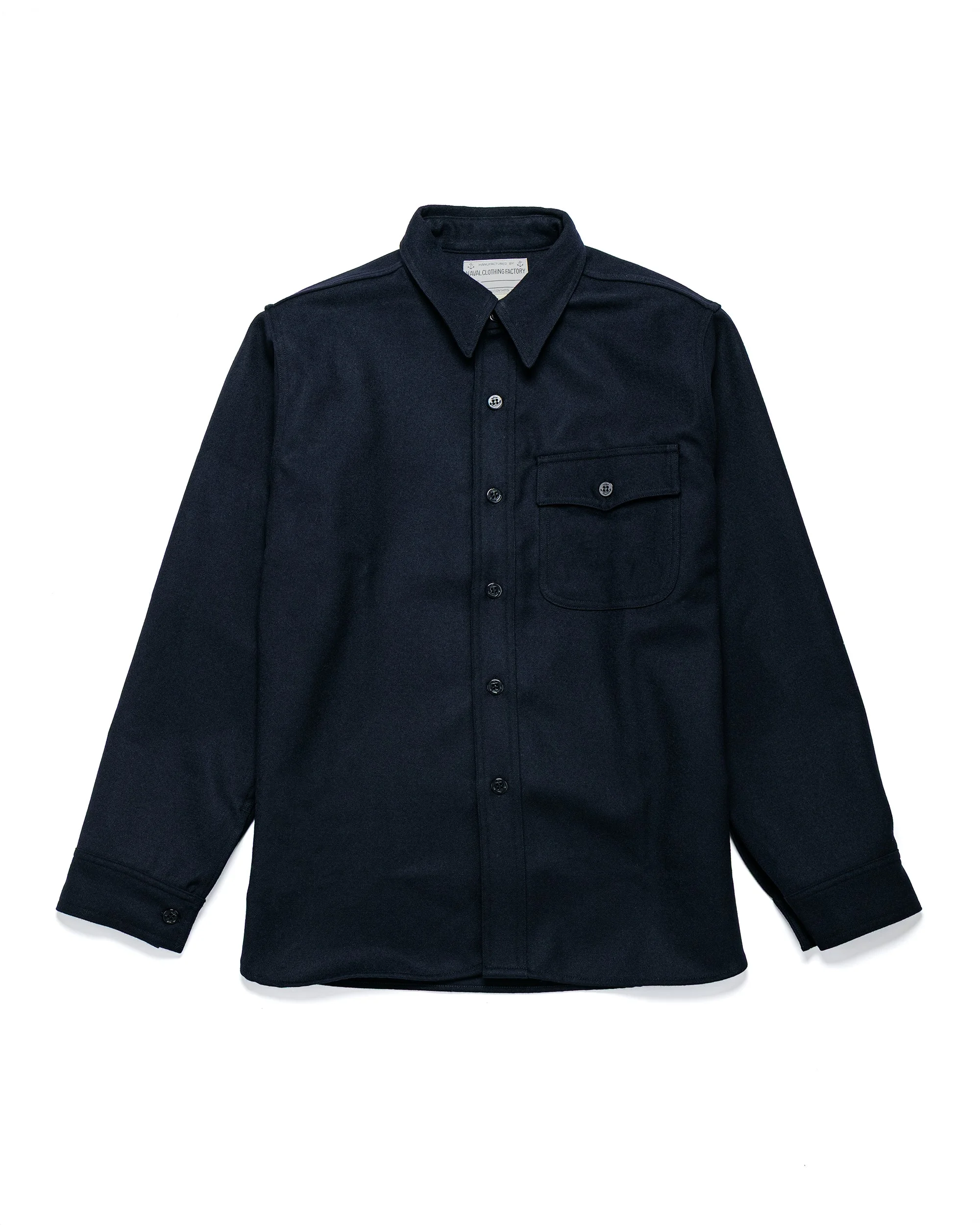 MS25101 U.S.N. Wool Blue Flannel Shirt Navy - 1