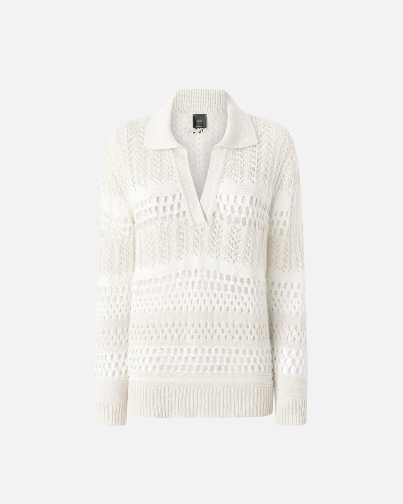 PERFORATED COTTON SWEATER WITH COLLAR 1