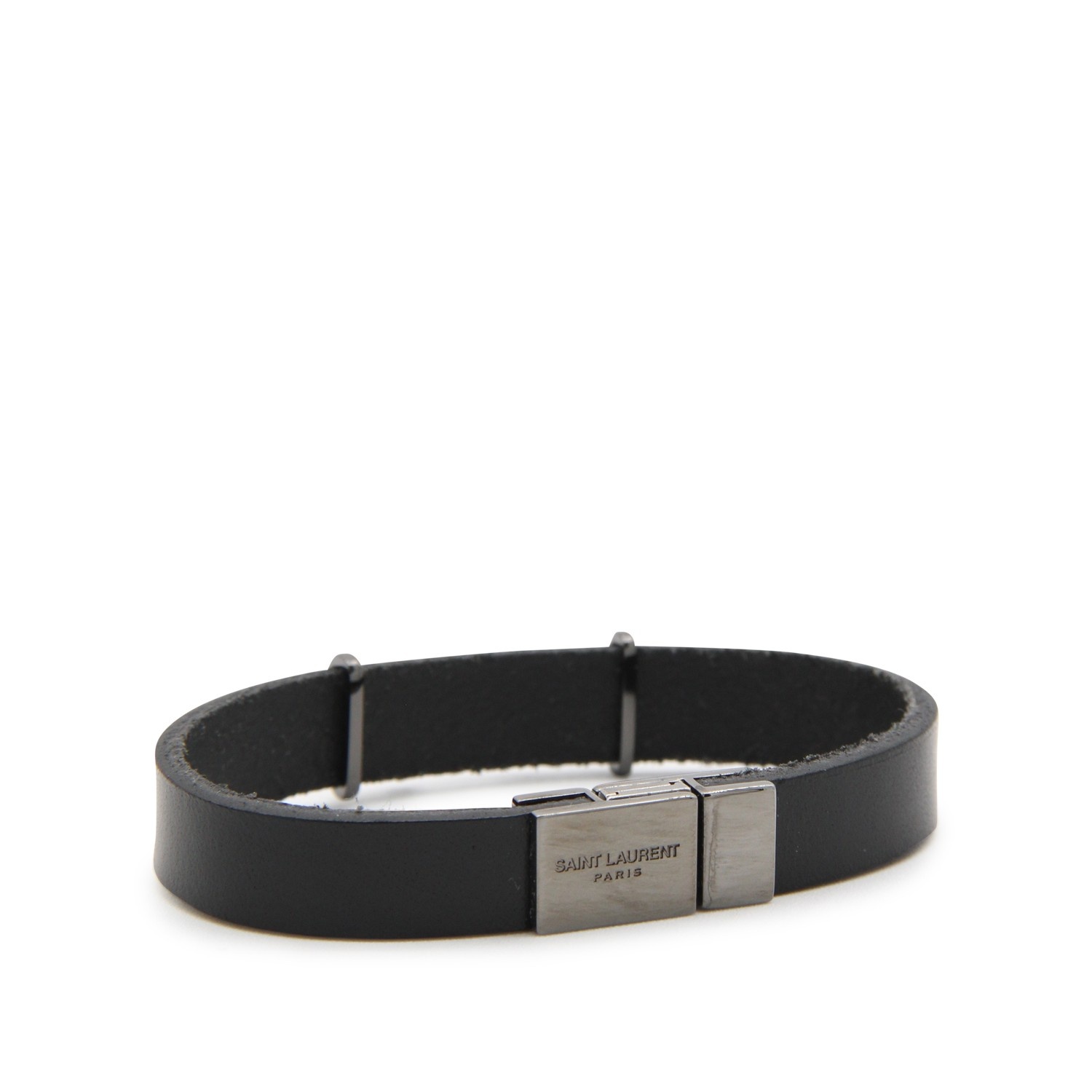 SAINT LAURENT BLACK LEATHER OPYUM BRACELET | palazzobellies