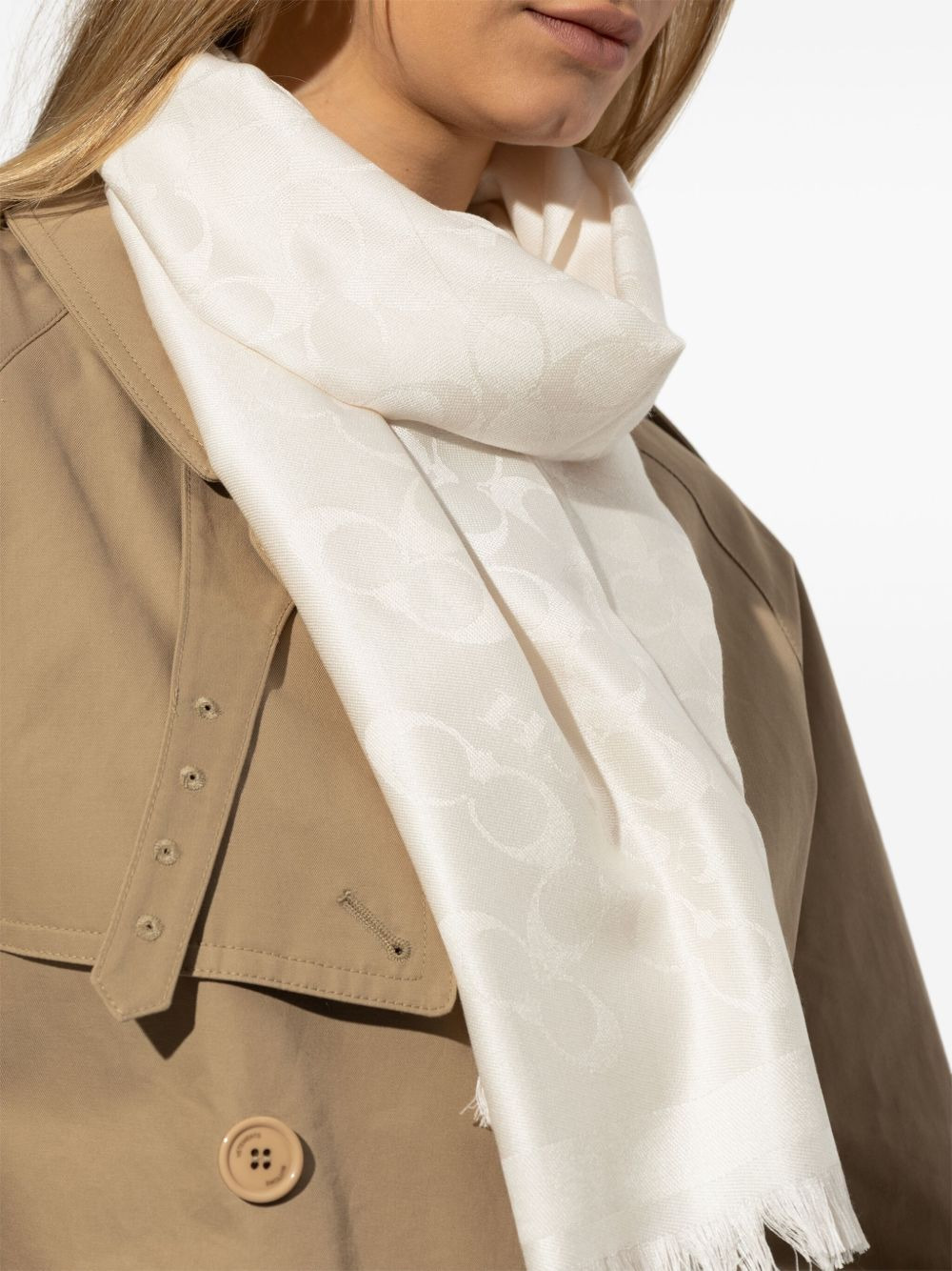 logo-jacquard scarf - 4