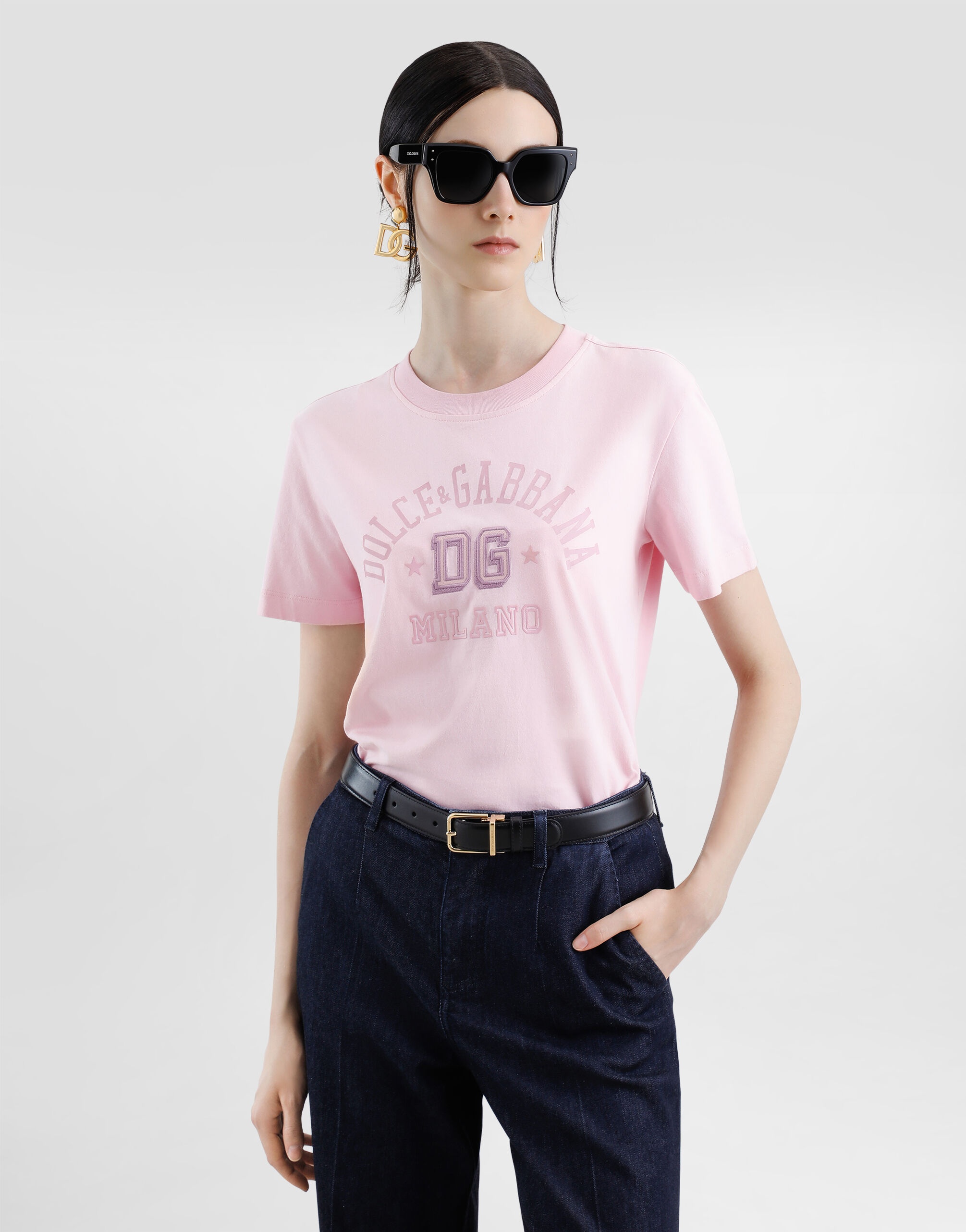 Oversize jersey T-shirt with raised DG logo embroidery - 4