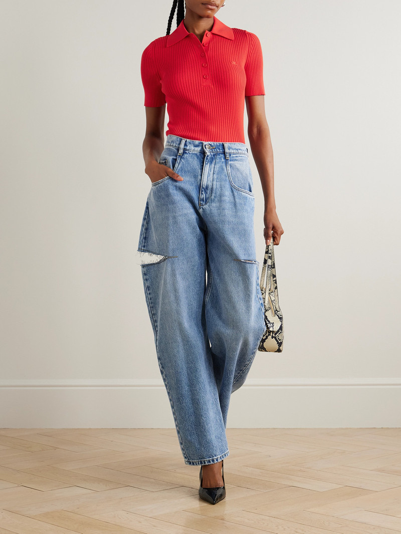 courrèges Ribbed-knit Polo Shirt outlook