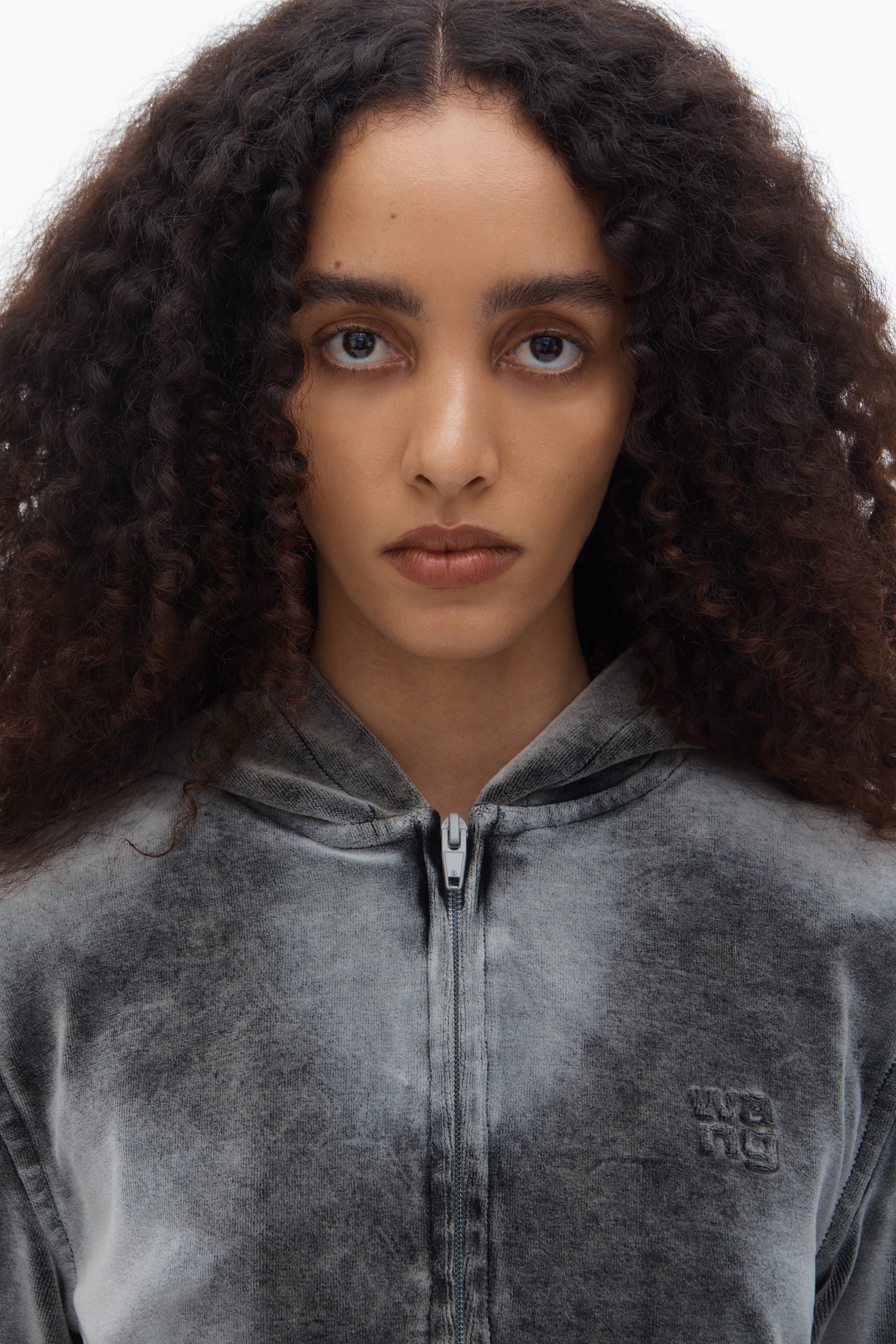 Shrunken Zip-Up Hoodie in Crushed Velour - 5