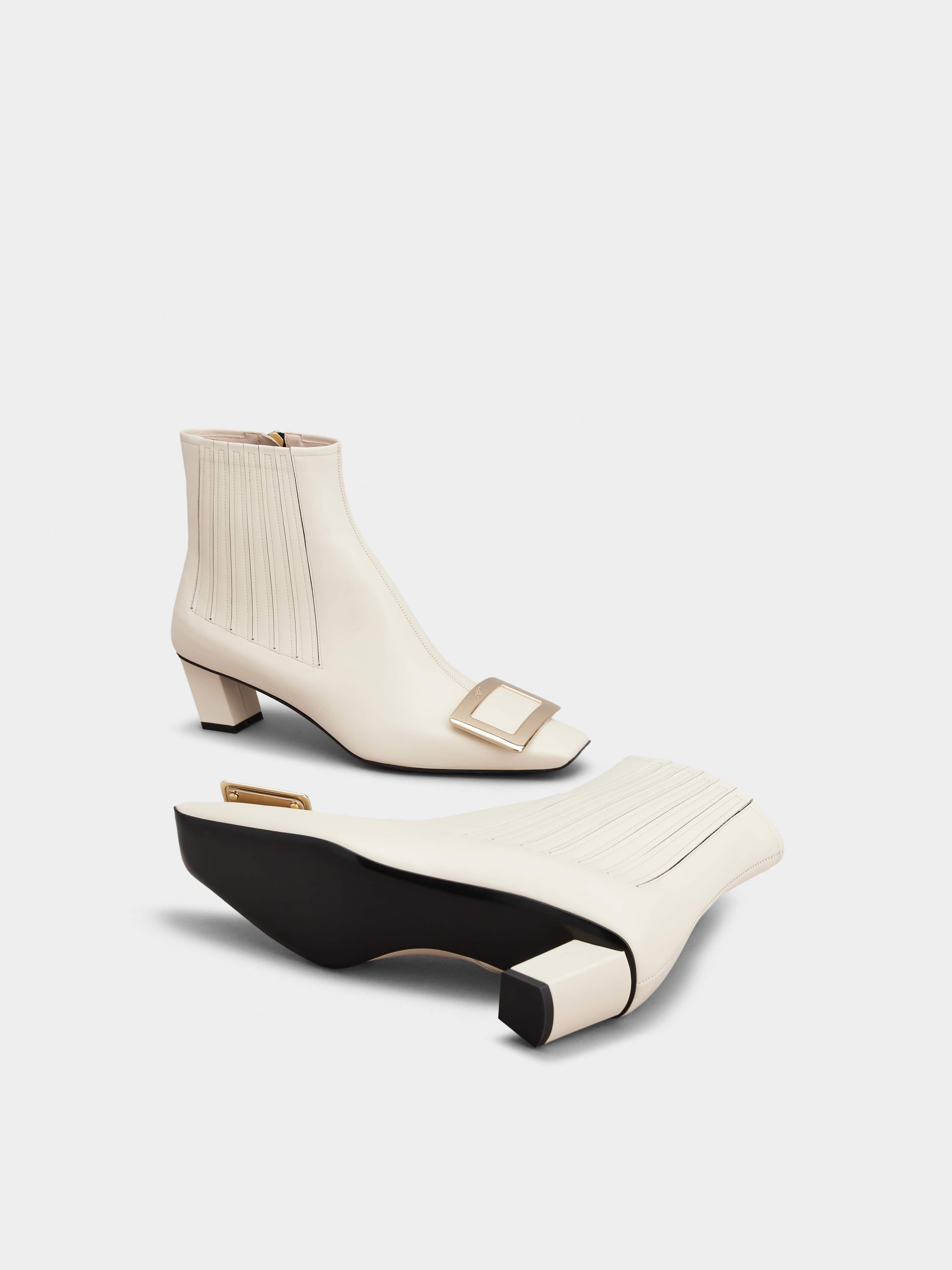 Belle Vivier Metal Buckle Chelsea Ankle Boots in Leather - 6