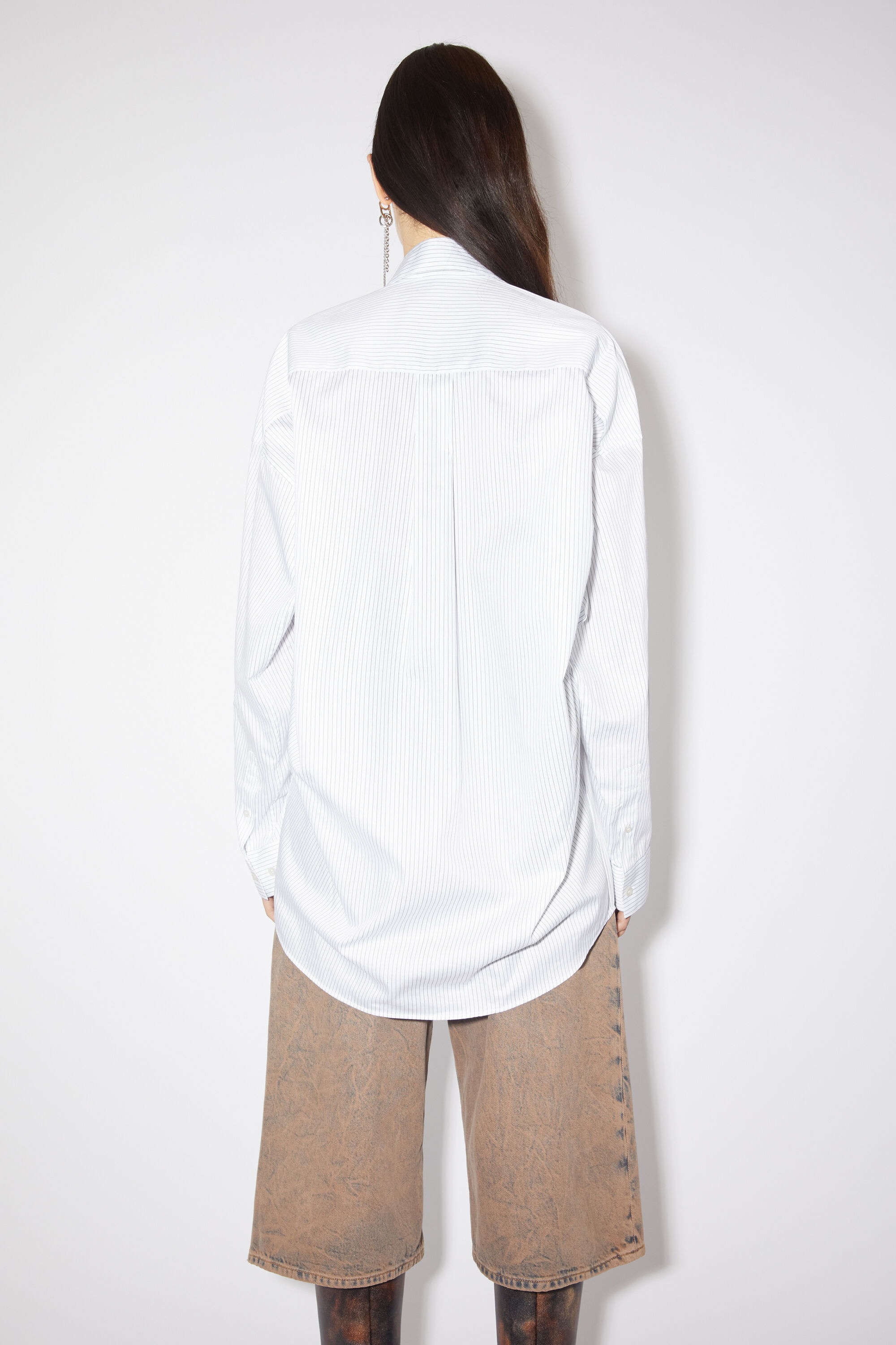 Stripe button-up shirt - White/blue - 2