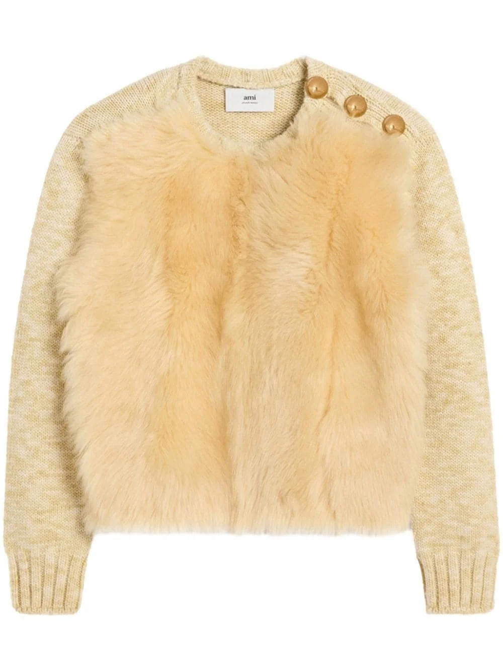 shearling crew neck sweater - 1