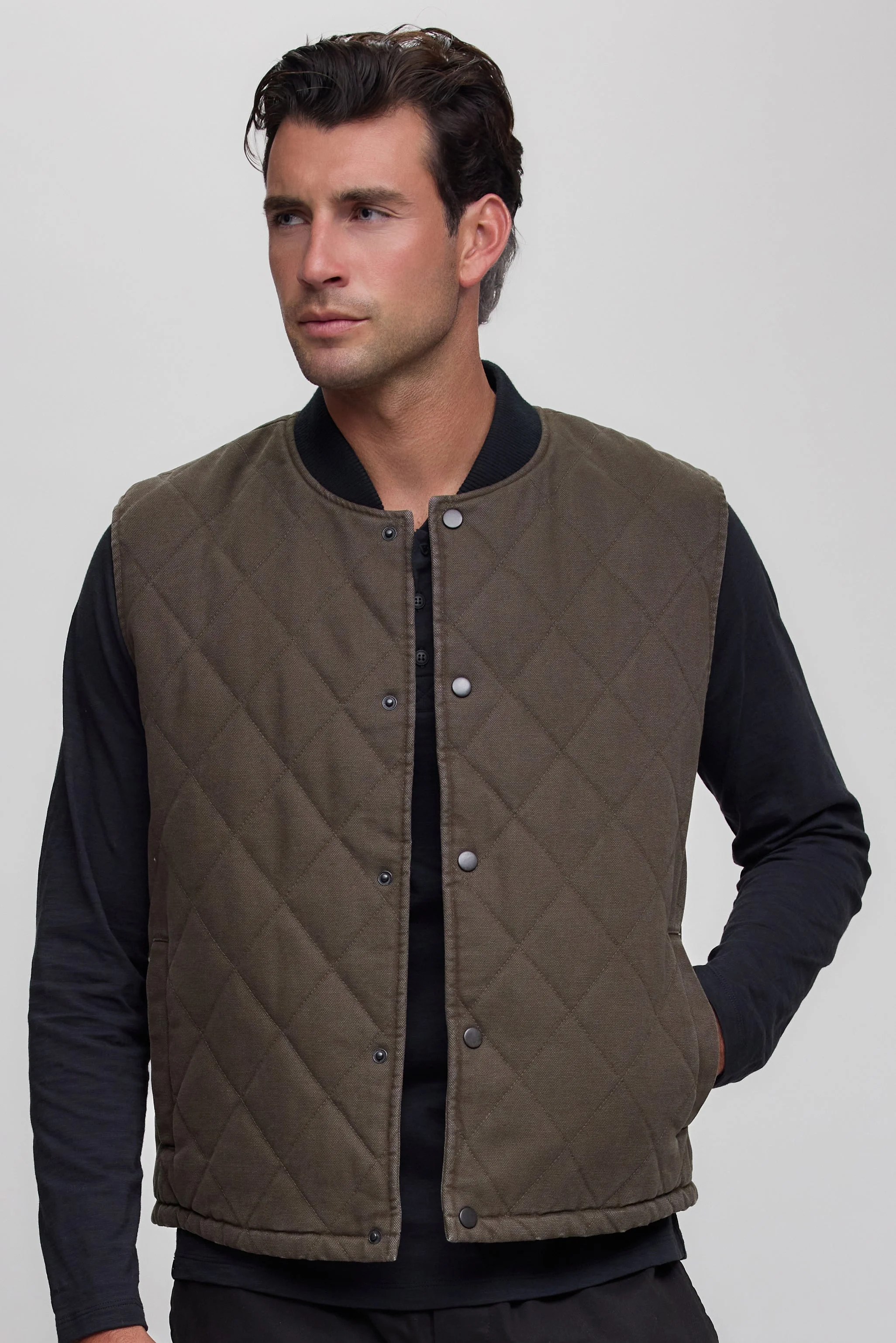 Cotton Canvas Twill Quilted Vest - 1