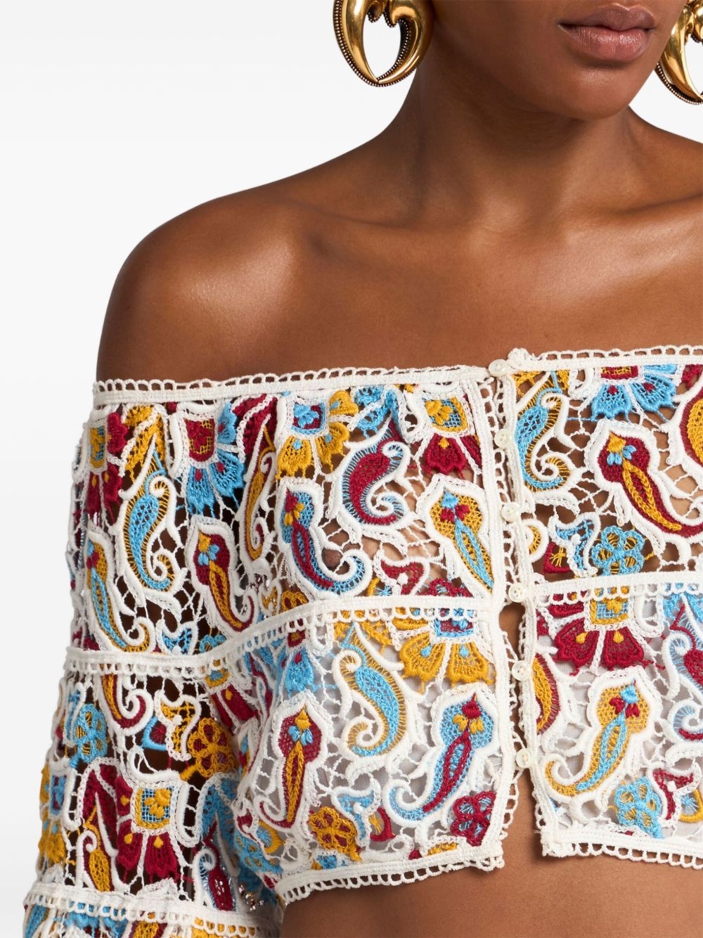 paisley-macramé top - 5