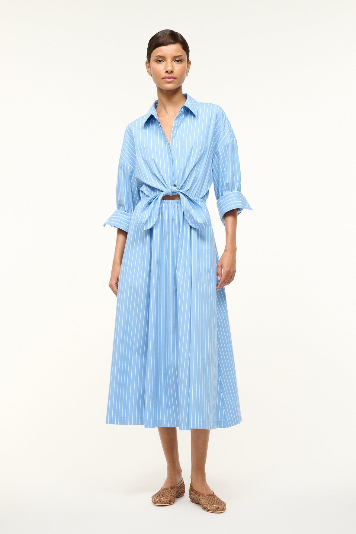 STAUD LISA DRESS AZURE PINSTRIPE - 2