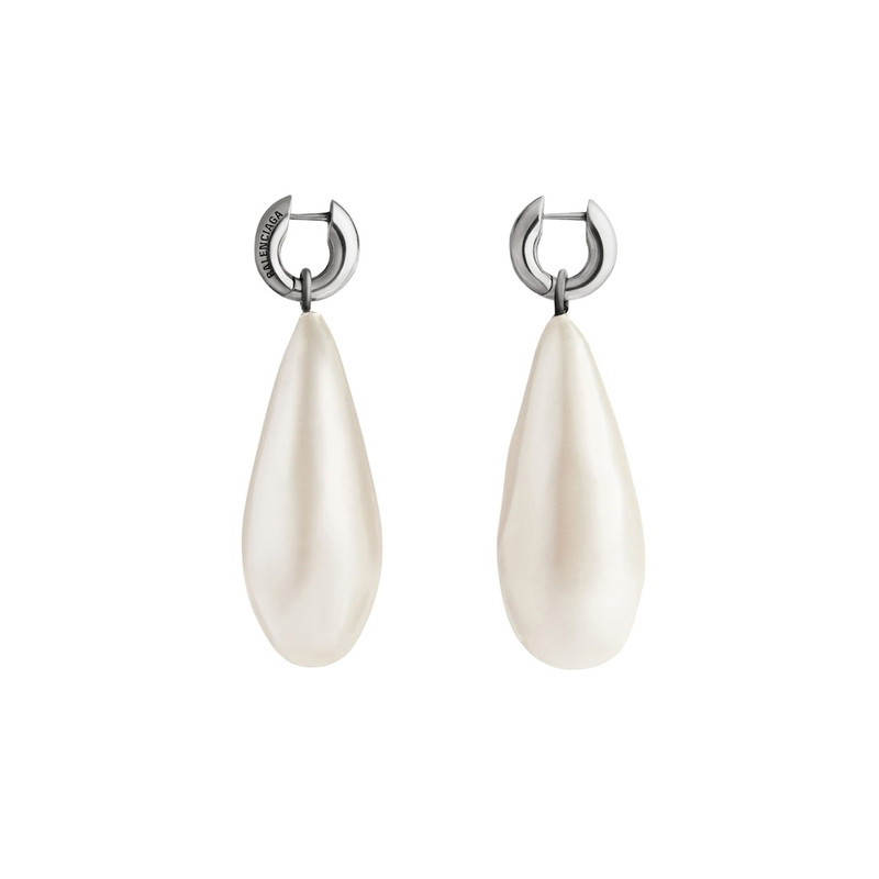 BALENCIAGA Women's Palazzo Pearl Earrings  in Antique Silver outlook