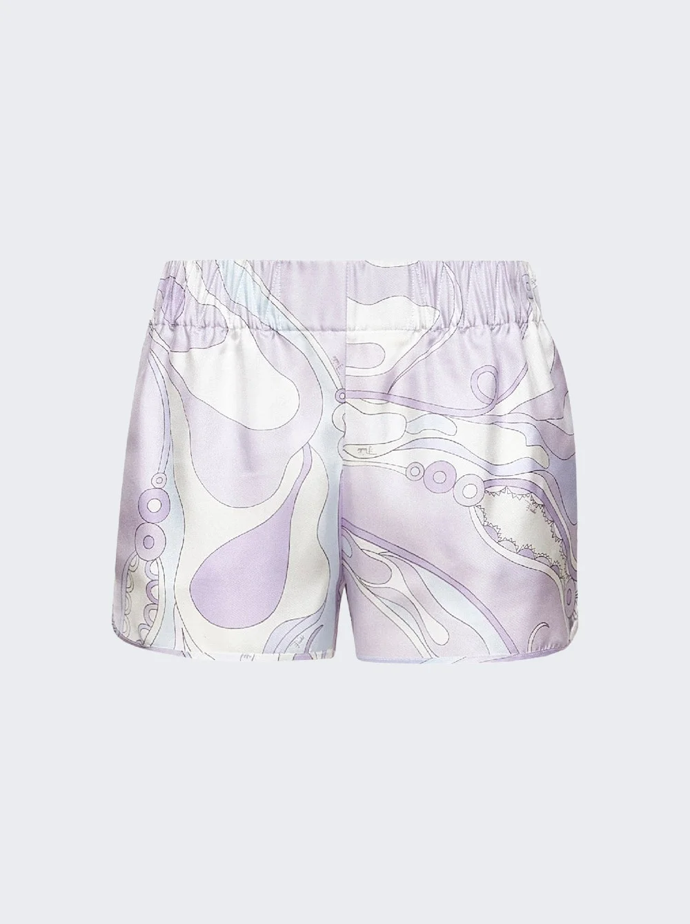 Orchidee Print Silk Shorts Lavender - 1
