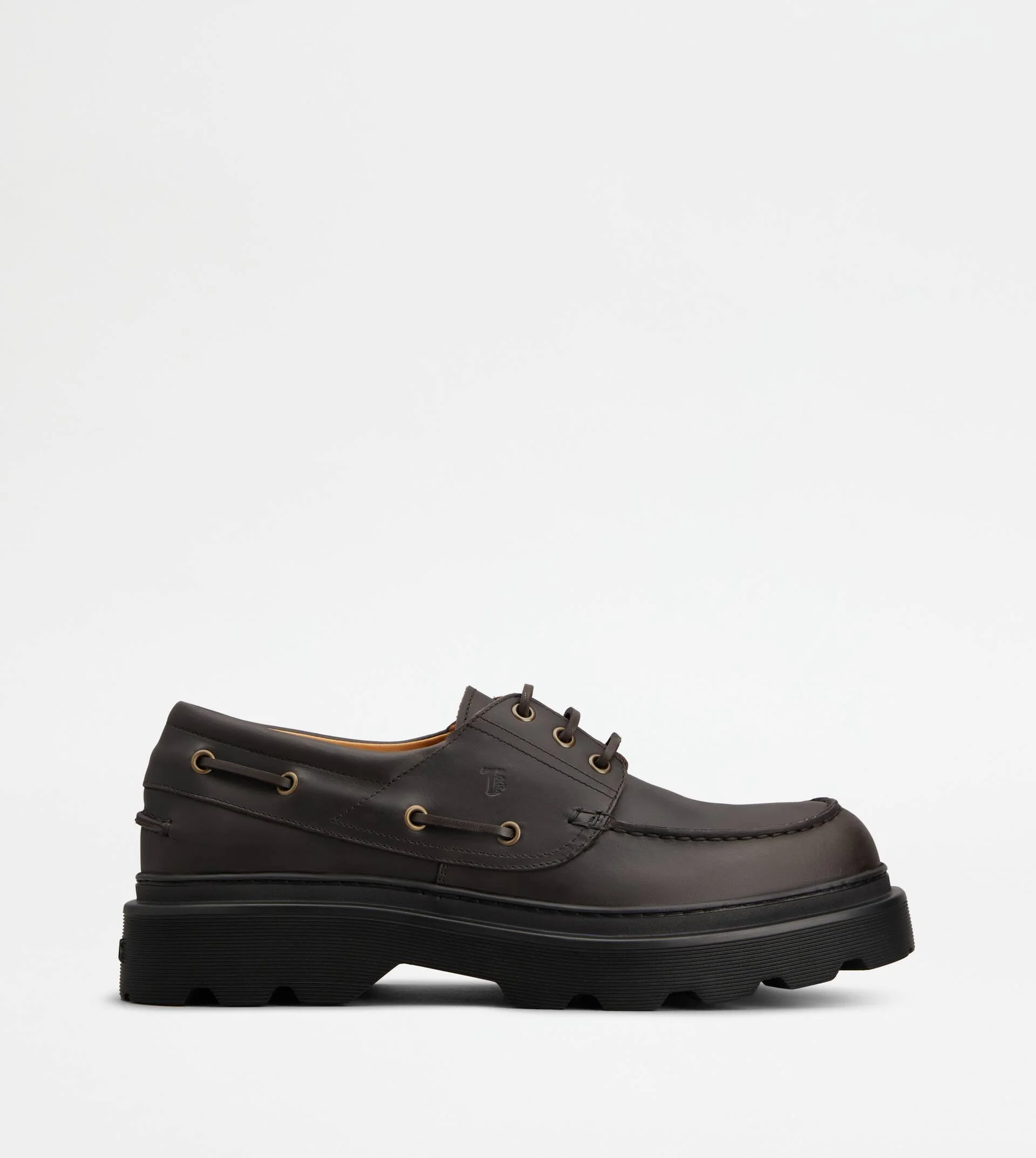 BOAT SHOES IN LEATHER - BROWN - 1