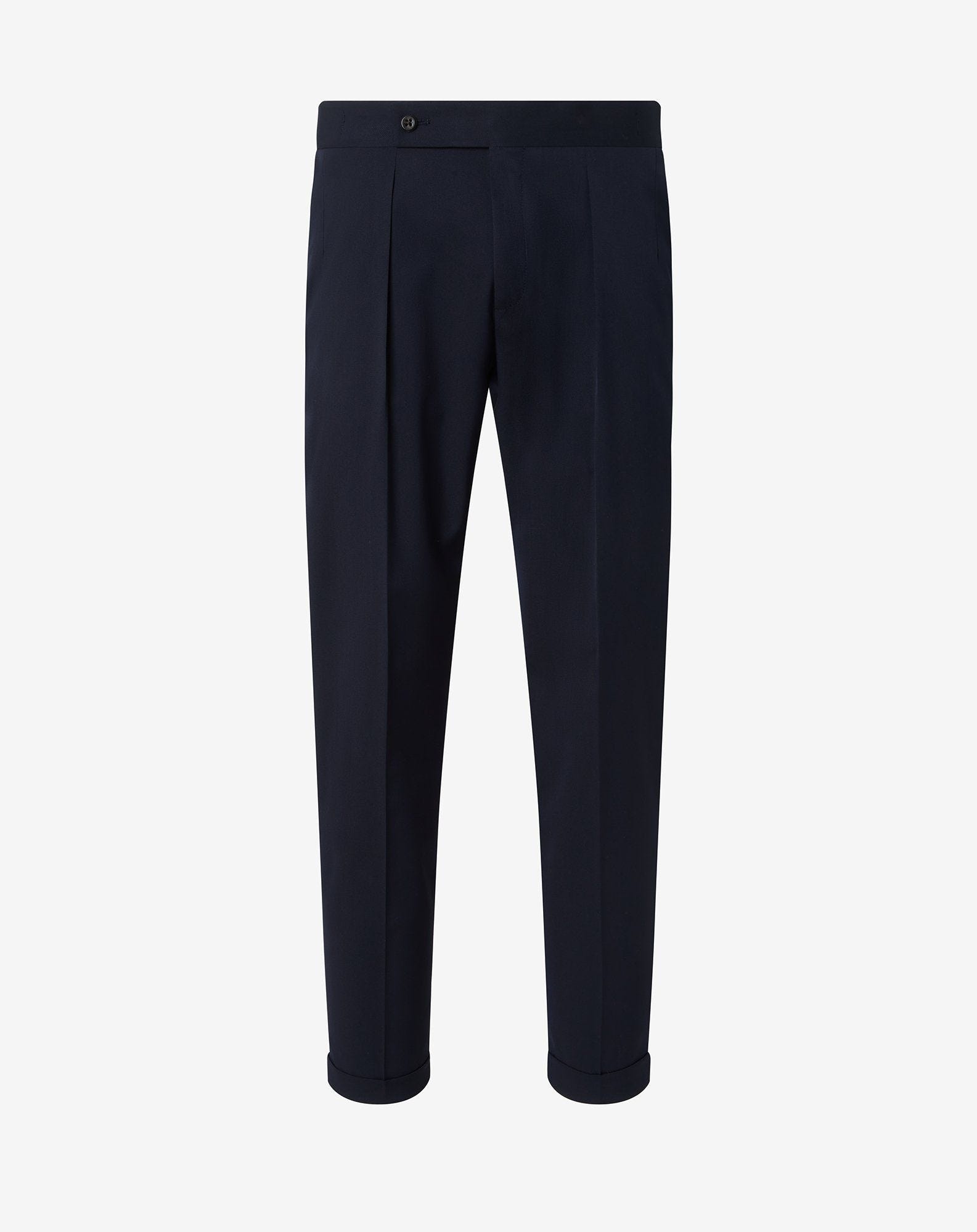 Navy blue stretch wool trousers - 1