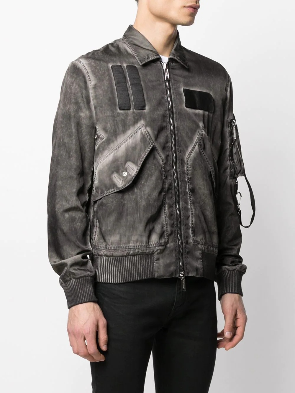 faded-effect zipped jacket - 3