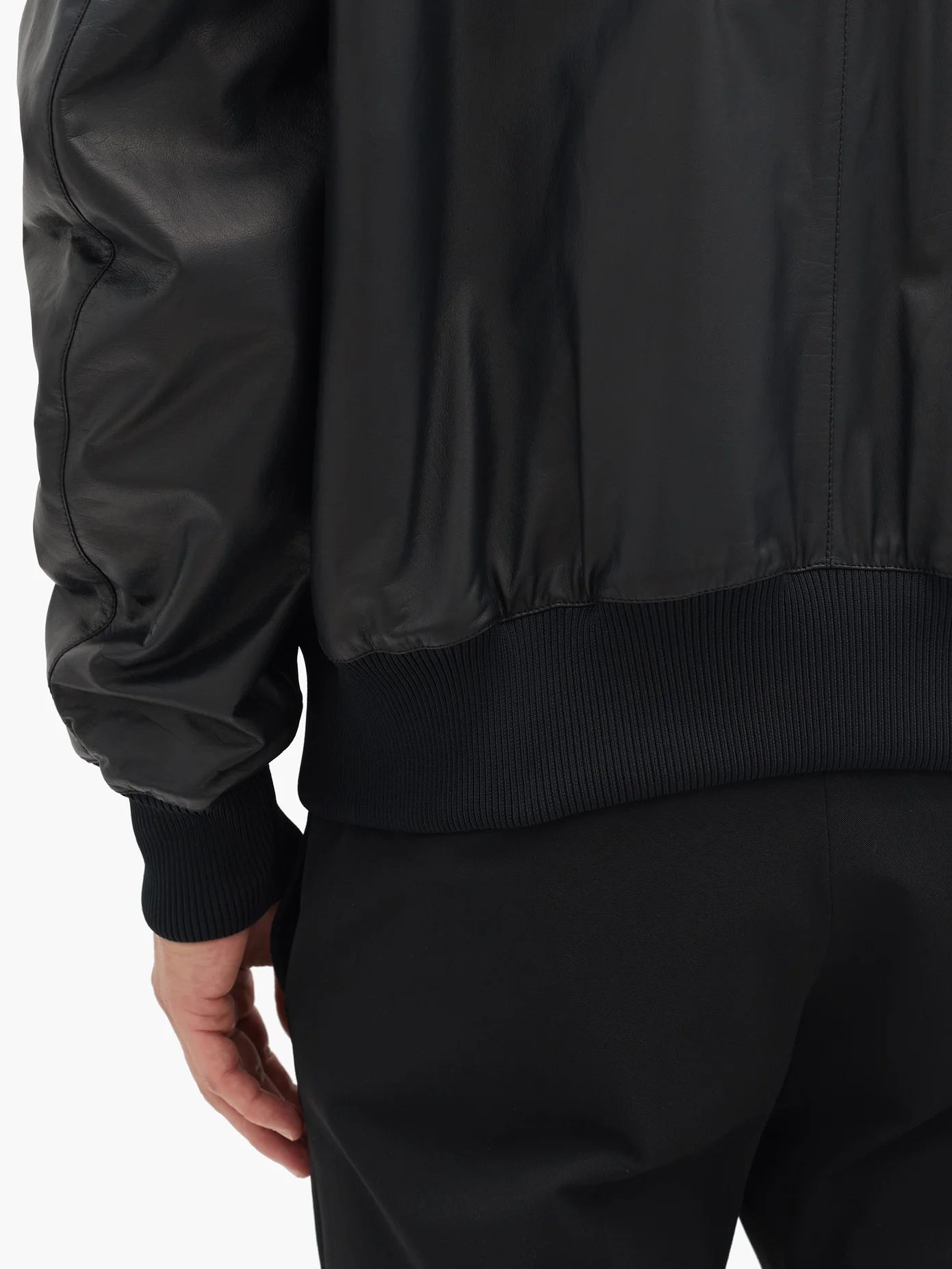 Zipped matte-leather bomber jacket - 4