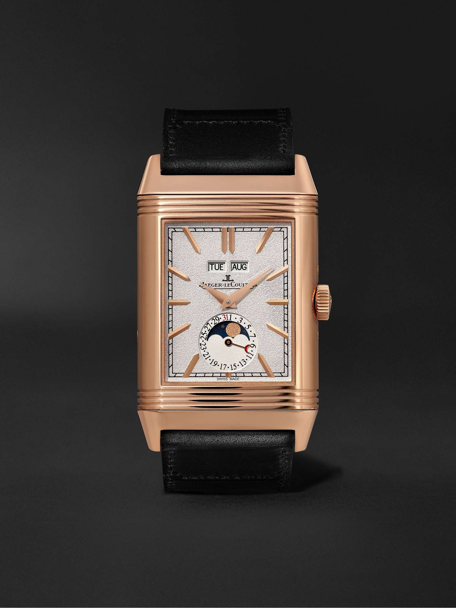 + Casa Fagliano Reverso Tribute Calendar Limited Edition Hand-Wound 29.9mm 18-Karat Rose Gold and Le - 1