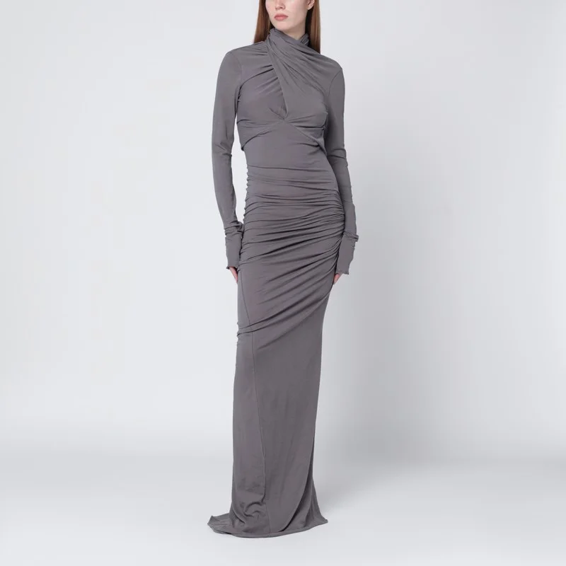 Long grey draped dress - 1