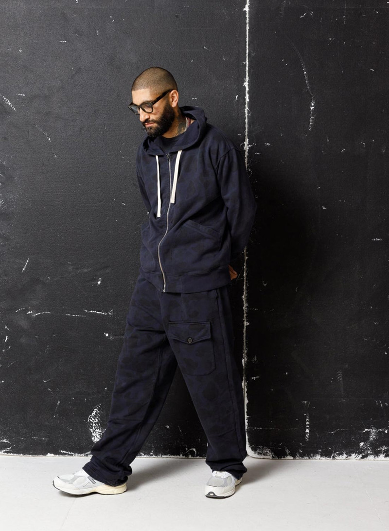 Embroidered Arrow Zip Hoodie in Overdyed Camo 3