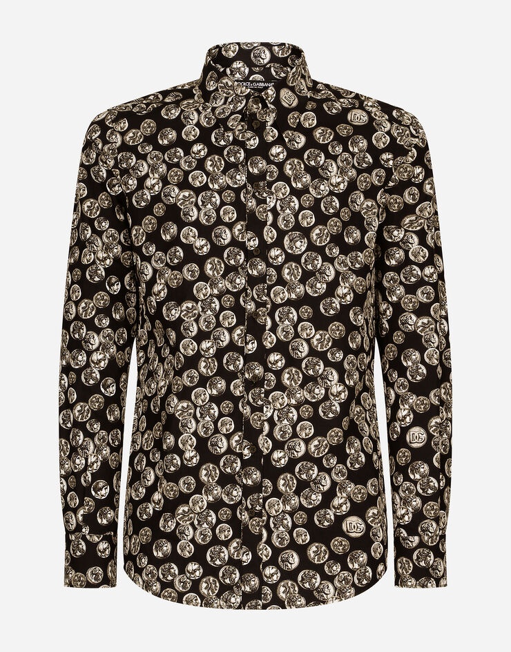 Coin print Martini-fit poplin shirt - 1